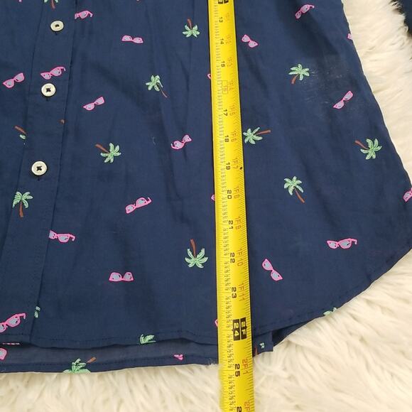 NWT Talbots Navy Blue Novelty Print Sunglasses and Palm Tree Button Up Shirt - Picture 7 of 7